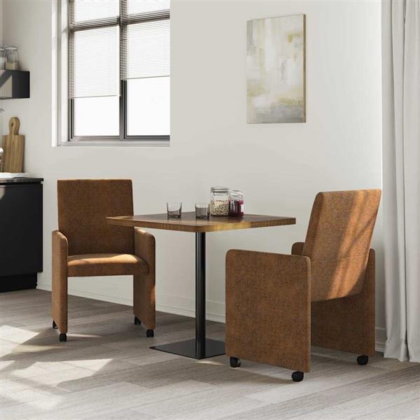 Grote foto vidaxl eetkamerstoelen met wieltjes 2 pcs bruin 57 x 66 x 94 cm huis en inrichting stoelen