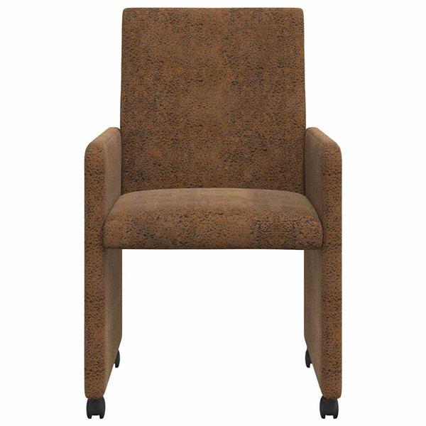 Grote foto vidaxl eetkamerstoelen met wieltjes 2 pcs bruin 57 x 66 x 94 cm huis en inrichting stoelen