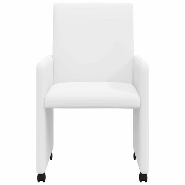 Grote foto vidaxl eetkamerstoelen met wieltjes 2 pcs wit 57 x 66 x 94 cm huis en inrichting stoelen