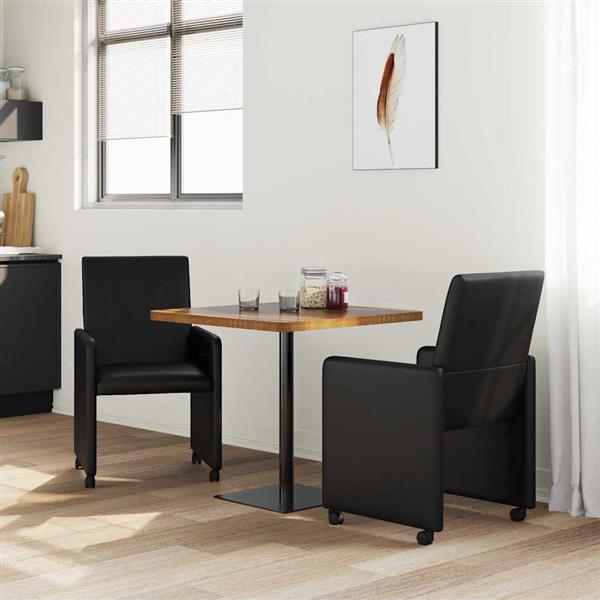 Grote foto vidaxl eetkamerstoelen met wieltjes 2 pcs zwart 57 x 66 x 94 cm huis en inrichting stoelen