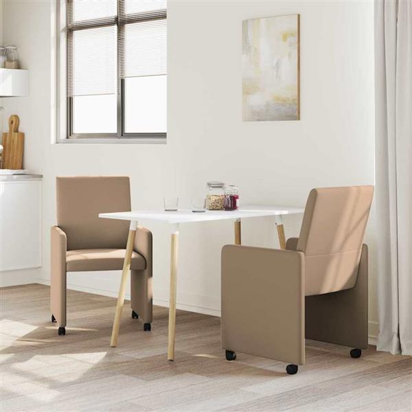Grote foto vidaxl eetkamerstoelen met wieltjes 2 pcs cappuccino 57 x 66 x 94 cm huis en inrichting stoelen