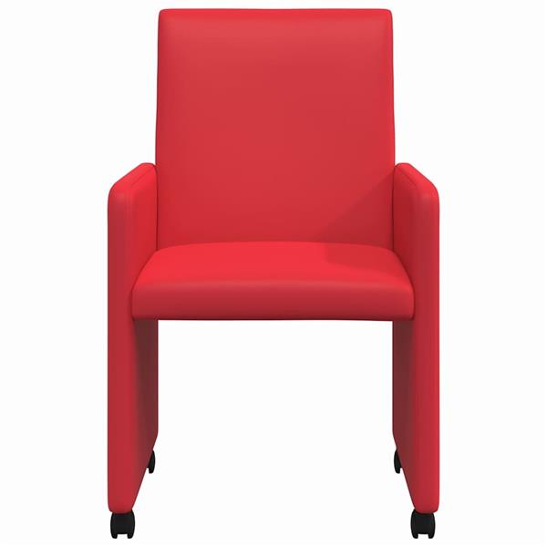 Grote foto vidaxl eetkamerstoelen met wieltjes 2 pcs rood 57 x 66 x 94 cm huis en inrichting stoelen