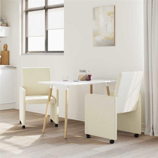 Grote foto vidaxl eetkamerstoelen met wieltjes 2 pcs cr me 57 x 66 x 94 cm huis en inrichting stoelen