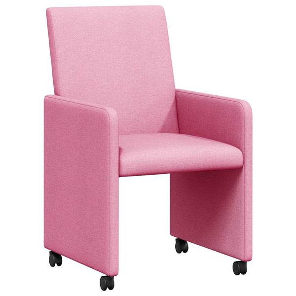 Grote foto vidaxl eetkamerstoelen met wieltjes 2 pcs roze 57 x 66 x 94 cm stof huis en inrichting stoelen