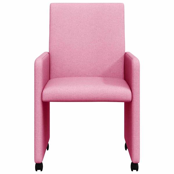 Grote foto vidaxl eetkamerstoelen met wieltjes 2 pcs roze 57 x 66 x 94 cm stof huis en inrichting stoelen