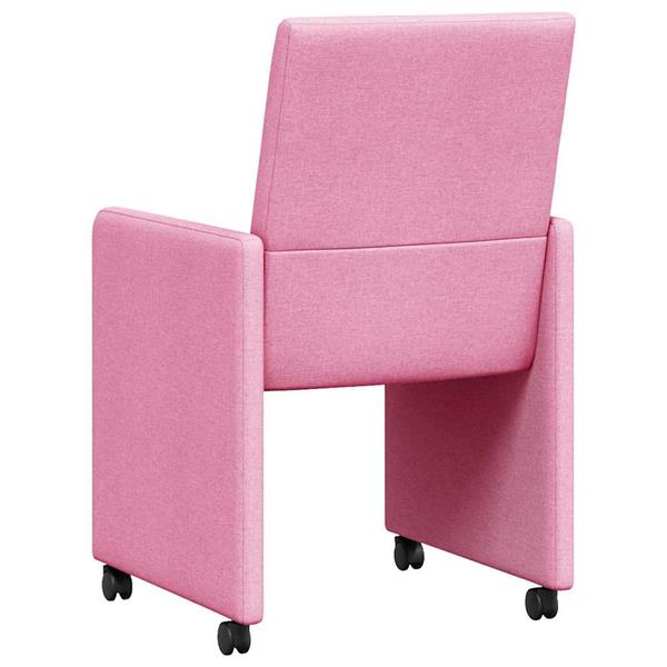 Grote foto vidaxl eetkamerstoelen met wieltjes 2 pcs roze 57 x 66 x 94 cm stof huis en inrichting stoelen