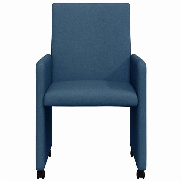 Grote foto vidaxl eetkamerstoelen met wieltjes 2 pcs blauw 57 x 66 x 94 cm stof huis en inrichting stoelen