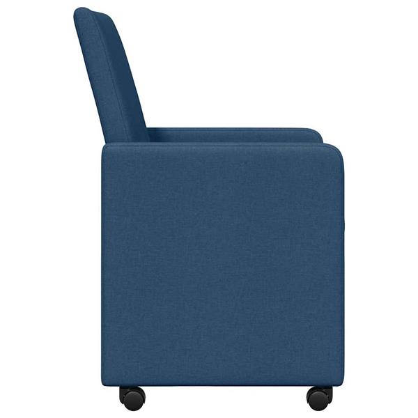 Grote foto vidaxl eetkamerstoelen met wieltjes 2 pcs blauw 57 x 66 x 94 cm stof huis en inrichting stoelen