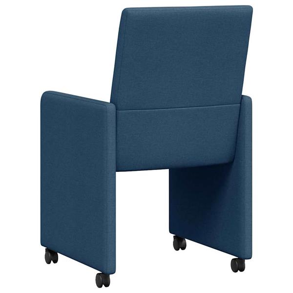 Grote foto vidaxl eetkamerstoelen met wieltjes 2 pcs blauw 57 x 66 x 94 cm stof huis en inrichting stoelen