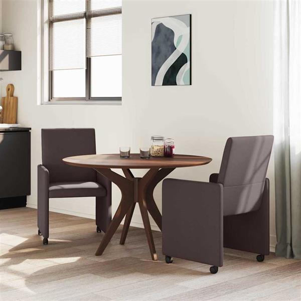 Grote foto vidaxl eetkamerstoelen met wieltjes 2 pcs donkerbruin 57 x 66 x 94 cm huis en inrichting stoelen