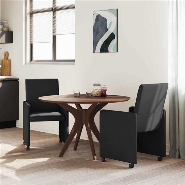 Grote foto vidaxl eetkamerstoelen met wieltjes 2 pcs zwart 57 x 66 x 94 cm stof huis en inrichting stoelen