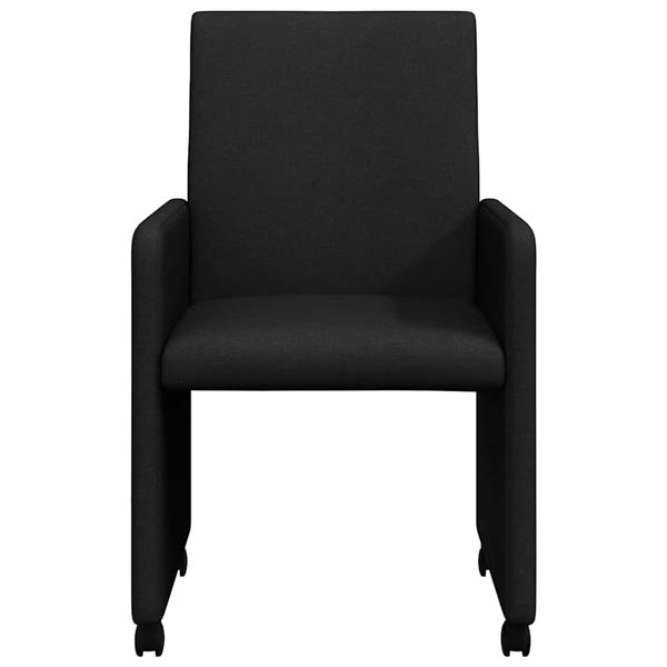 Grote foto vidaxl eetkamerstoelen met wieltjes 2 pcs zwart 57 x 66 x 94 cm stof huis en inrichting stoelen