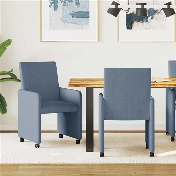 Grote foto vidaxl eetkamerstoelen met wieltjes 2 pcs blauw 57 x 66 x 94 cm huis en inrichting stoelen