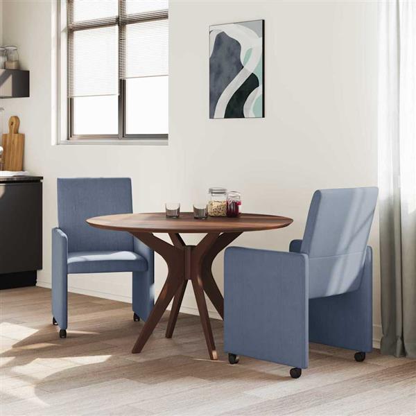 Grote foto vidaxl eetkamerstoelen met wieltjes 2 pcs blauw 57 x 66 x 94 cm huis en inrichting stoelen