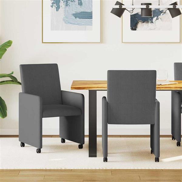 Grote foto vidaxl eetkamerstoelen met wieltjes 2 pcs donkergrijs 57 x 66 x 94 cm huis en inrichting stoelen