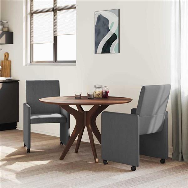 Grote foto vidaxl eetkamerstoelen met wieltjes 2 pcs donkergrijs 57 x 66 x 94 cm huis en inrichting stoelen