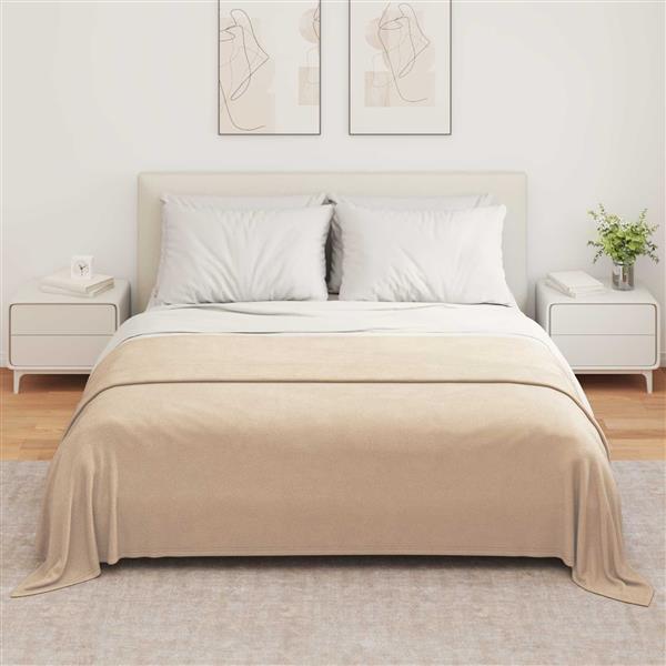 Grote foto vidaxl gooi deken kameel 280 x 210 cm fleece huis en inrichting bedden