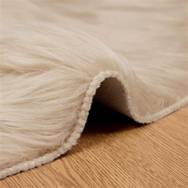 Grote foto vidaxl nep schapenvacht tapijt tafalla beige 120 cm polyester huis en inrichting vloerbedekking en kleden