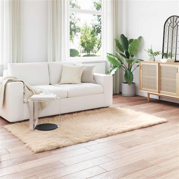 Grote foto vidaxl nep schapenvacht tapijt tafalla beige 80 x 200 cm polyester huis en inrichting vloerbedekking en kleden