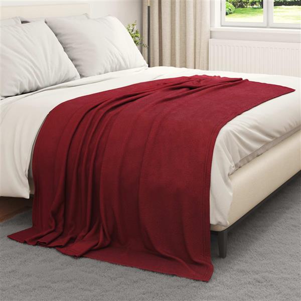 Grote foto vidaxl gooi deken bordeaux rood 200 x 150 cm fleece huis en inrichting bedden
