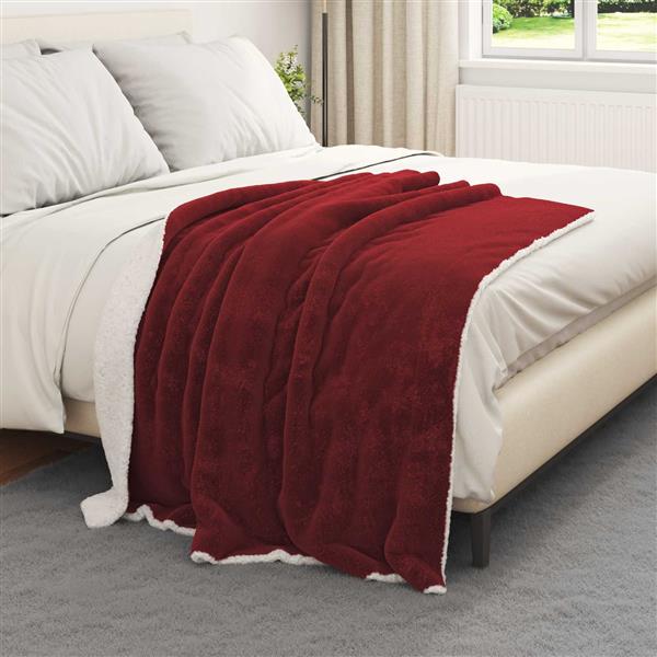 Grote foto vidaxl gooi deken bordeaux rood 130 x 150 cm fleece huis en inrichting bedden