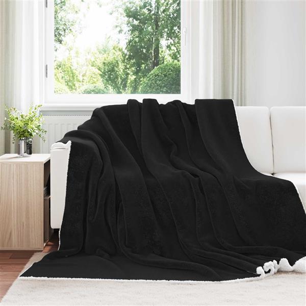 Grote foto vidaxl gooi deken zwart 240 x 270 cm fleece huis en inrichting bedden