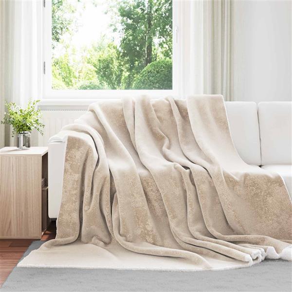Grote foto vidaxl gooi deken beige 240 x 270 cm fleece huis en inrichting bedden