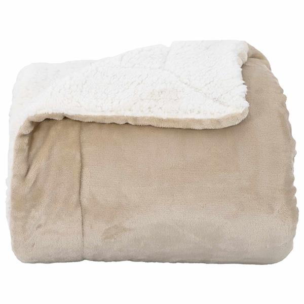Grote foto vidaxl gooi deken beige 220 x 240 cm fleece huis en inrichting bedden