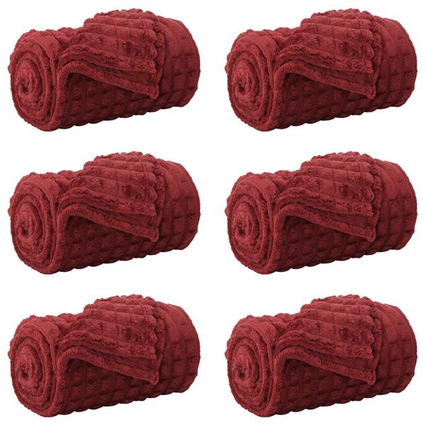 Grote foto vidaxl kleden 6 pcs bordeaux rood 270 x 240 cm fleece huis en inrichting bedden
