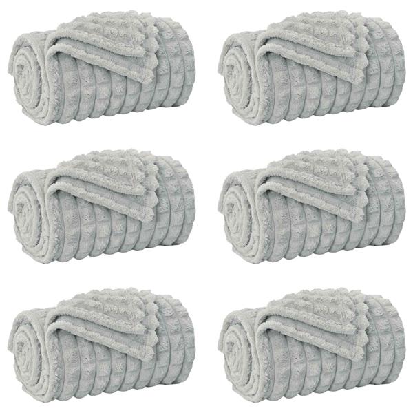 Grote foto vidaxl kleden 6 pcs grijs 150 x 130 cm fleece huis en inrichting bedden