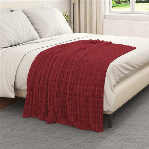 Grote foto vidaxl gooi deken bordeaux rood 150 x 130 cm fleece huis en inrichting bedden