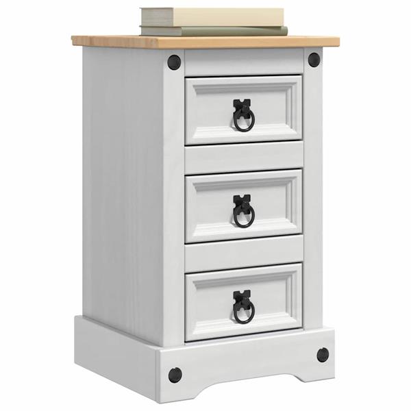 Grote foto vidaxl nachtkastje corona wit 35 x 32 5 x 58 cm massief grenenhout huis en inrichting complete slaapkamers