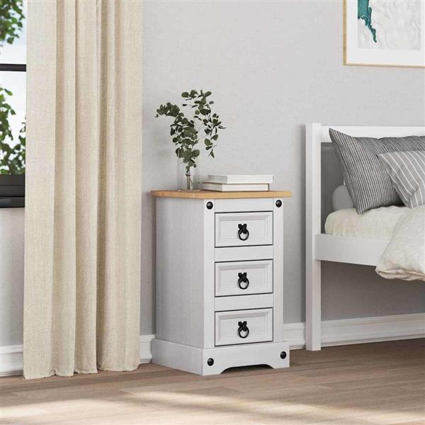 Grote foto vidaxl nachtkastje corona wit 35 x 32 5 x 58 cm massief grenenhout huis en inrichting complete slaapkamers