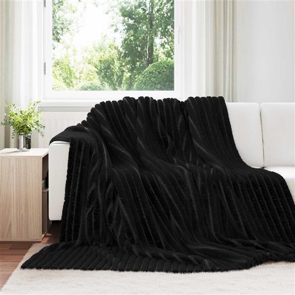 Grote foto vidaxl kleden 6 pcs zwart 240 x 220 cm fleece huis en inrichting bedden