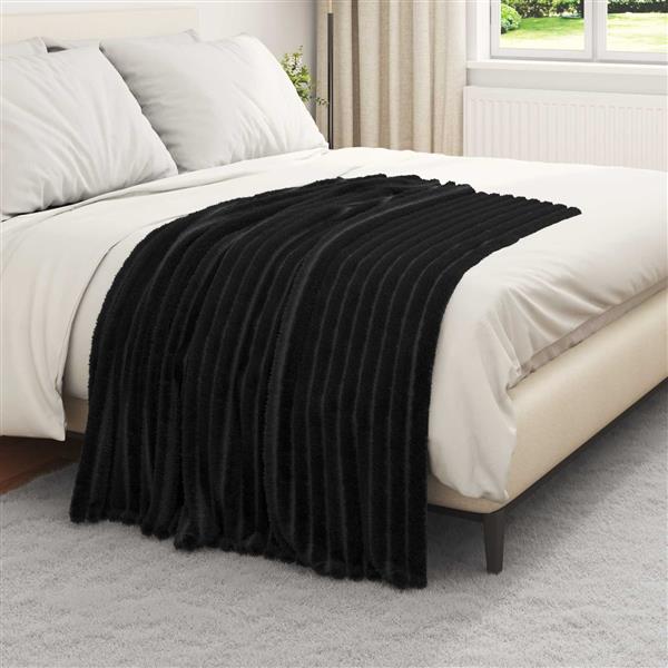 Grote foto vidaxl kleden 6 pcs zwart 150 x 130 cm fleece huis en inrichting bedden