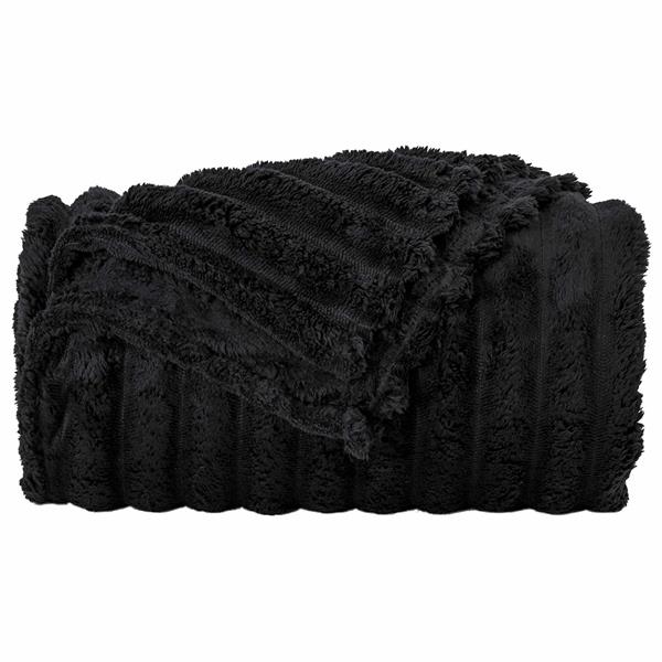 Grote foto vidaxl kleden 6 pcs zwart 150 x 130 cm fleece huis en inrichting bedden