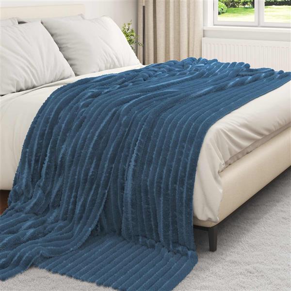 Grote foto vidaxl kleden 6 pcs marineblauw 240 x 220 cm fleece huis en inrichting bedden