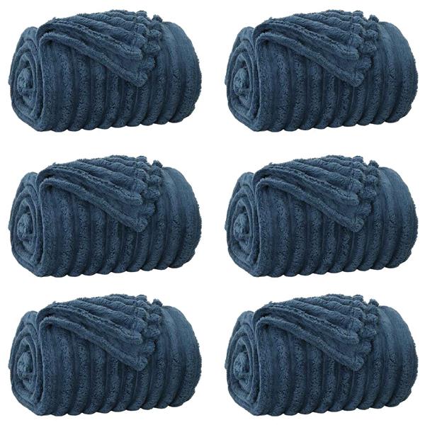 Grote foto vidaxl kleden 6 pcs marineblauw 200 x 150 cm fleece huis en inrichting bedden