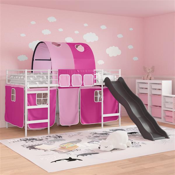 Grote foto vidaxl loftbed voor kids wit en roze 80 x 200 cm metaal antiek en kunst stoelen en banken