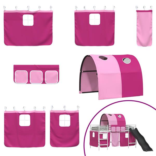 Grote foto vidaxl loftbed voor kids wit en roze 80 x 200 cm metaal antiek en kunst stoelen en banken