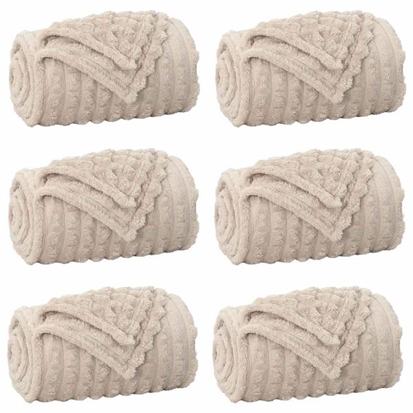 Grote foto vidaxl kleden 6 pcs beige 240 x 220 cm fleece huis en inrichting bedden