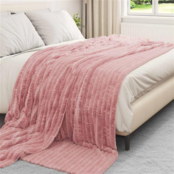 Grote foto vidaxl gooi deken roze 240 x 220 cm fleece huis en inrichting bedden