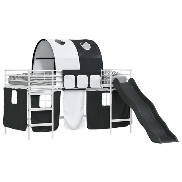 Grote foto vidaxl loftbed voor kids wit en zwart 107 x 200 cm metaal antiek en kunst stoelen en banken