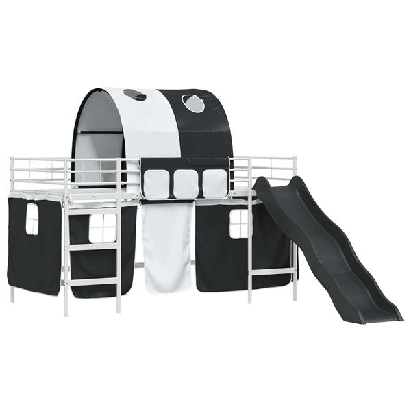 Grote foto vidaxl loftbed voor kids wit en zwart 107 x 200 cm metaal antiek en kunst stoelen en banken