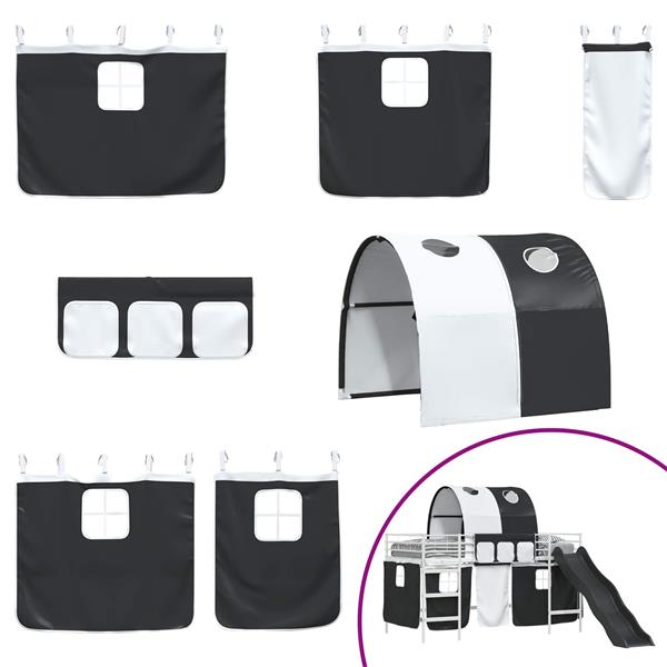 Grote foto vidaxl loftbed voor kids wit en zwart 107 x 200 cm metaal antiek en kunst stoelen en banken