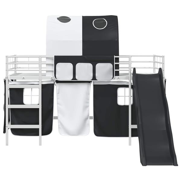 Grote foto vidaxl loftbed voor kids wit en zwart 100 x 200 cm metaal antiek en kunst stoelen en banken