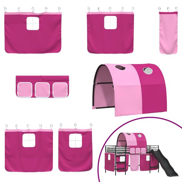 Grote foto vidaxl loftbed voor kids zwart en roze 79 5 x 200 cm metaal antiek en kunst stoelen en banken