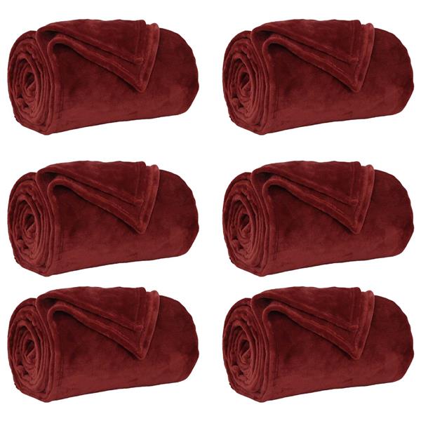Grote foto vidaxl kleden 6 pcs bordeaux rood 220 x 240 cm fleece huis en inrichting bedden