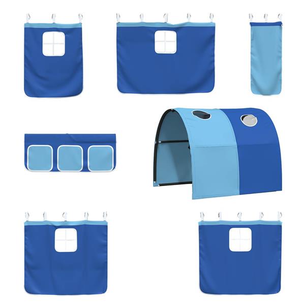 Grote foto vidaxl loftbed voor kids zwart en blauw 100 x 190 cm metaal antiek en kunst stoelen en banken