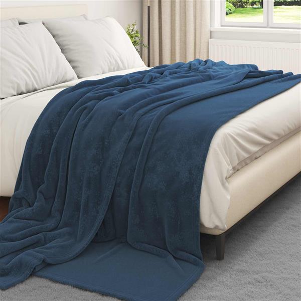 Grote foto vidaxl kleden 6 pcs marineblauw 220 x 240 cm fleece huis en inrichting bedden